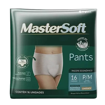 Roupa Íntima Descartável Unissex MasterSoft Tam P/M com 16 unidades Pacote Econômico 
