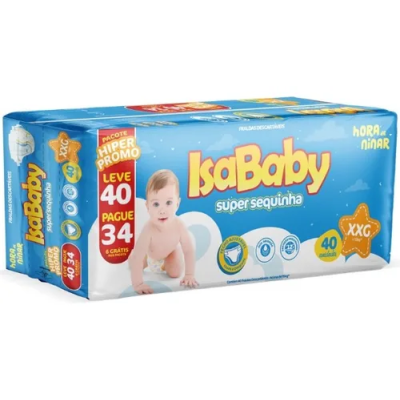 Fralda Isababy Hiper Super Sequinha XXG 40un