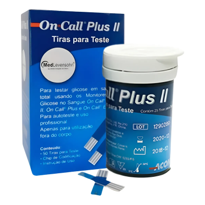 Tiras para Teste de Glicemia On Call Plus II 50 Un
