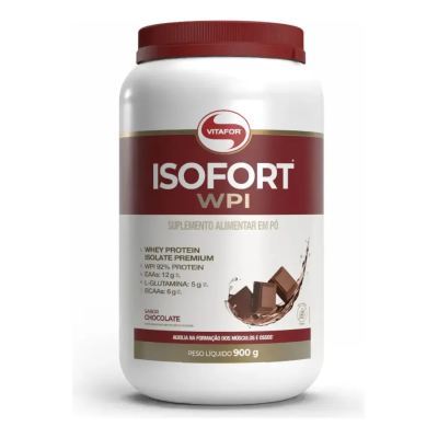 Whey Protein Isolado Isofort Vitafor 900g Sabor Chocolate