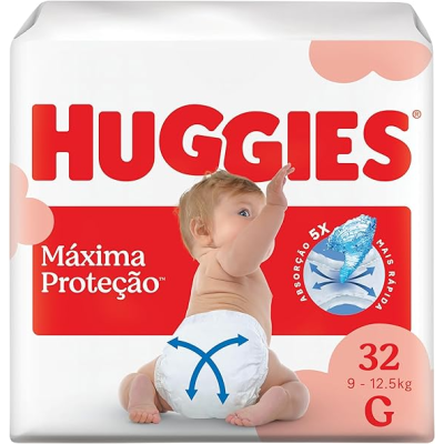 Fralda Huggies Tamanho G 9-12,5kg com 32 Unidades 