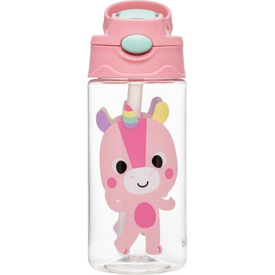 Garrafinha Tritan Canudo Zoo Unicórnio 450ml +18m 
