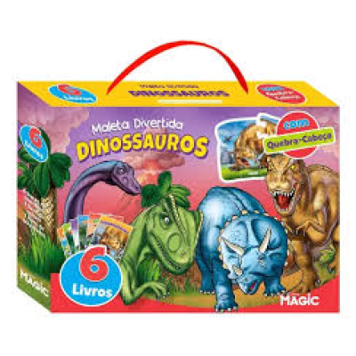 Maleta Divertida Dinossauros com 6 Livros e 1 Quebra Cabeça Livros Magic 