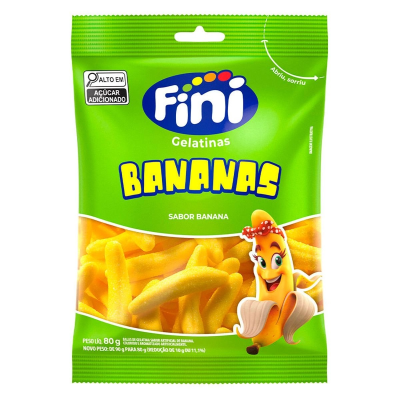 Fini Bala de Gelatina Bananas Sabor Banana Contém 80g