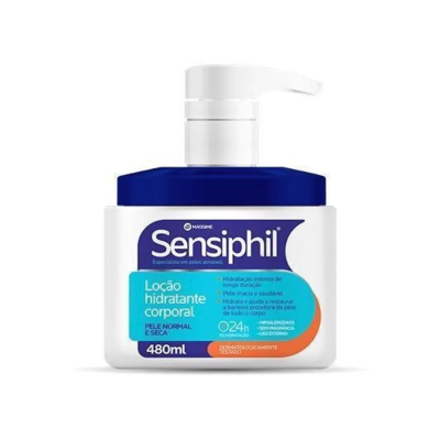 Loção Hidratante Facial e Corporal Sensiphil 480ml Pele Normal e Seca 