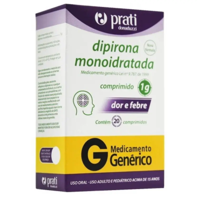 Dipirona Monoidratada 1g Genérico com 20 Comprimidos 