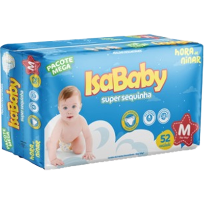 Fralda Isababy Mega Tam M de 5 a 10Kg com 52 Fraldas