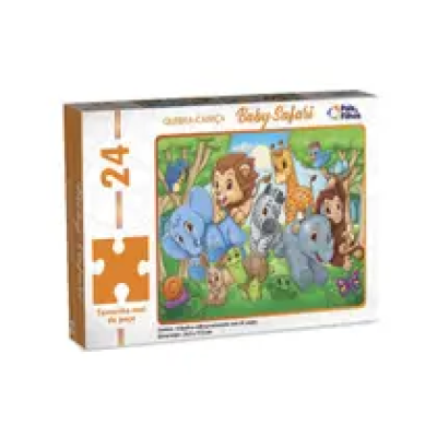 Jogo Quebra Cabeça Baby Safari com 24 Peças +4 Anos Pais e Filhos