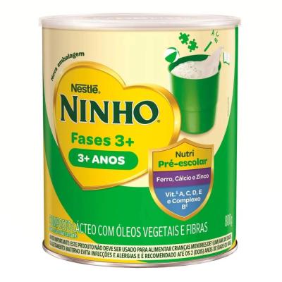 Composto Lácteo Ninho Fases 3+ Lata 800g de 3 a 5 Anos 