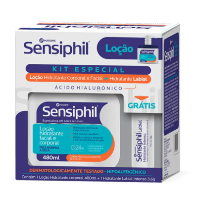 Loção Hidratante Corporal 480ml Mais Hidratante Labial 3,6g