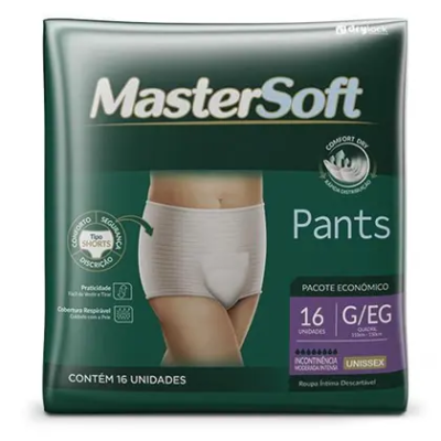 Roupa Íntima Descartável Unissex MasterSoft Tam G/EG com 16 unidades Pacote Econômico