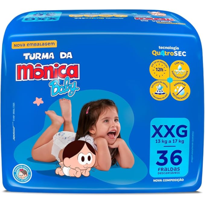 Fralda Turma da Mônica Baby XXG 36 Unidades