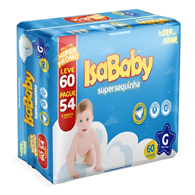 Fralda Isababy Hiper Super Sequinha G 60un