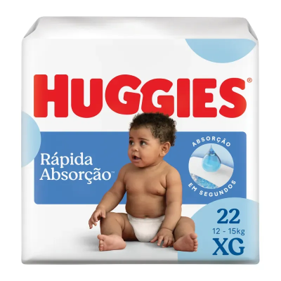Fralda Huggies Rápida Absorção Tam XG 22 Unidades 