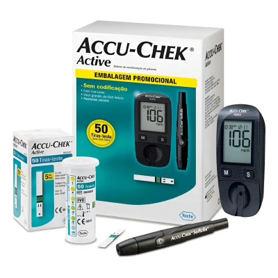 Medidor de Glicemia Roche Accu-Chek Active com 50 Tiras 