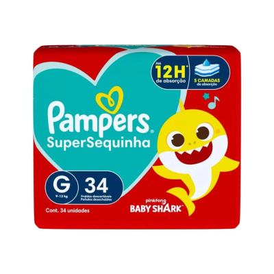 Fralda Infantil Pampers Supersec Mega 9 A 13kg G 34 Un