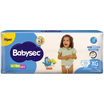 Fralda Babysec Ultra Hiper com 56 Tam XG de 11-14kg 