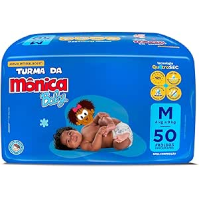 Fralda Turma da Mônica Baby M 50 Unidades