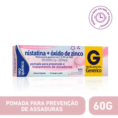 Pomada para Assaduras Nistatina 100000UI/g + Óxido de Zinco 200mg/g 60g