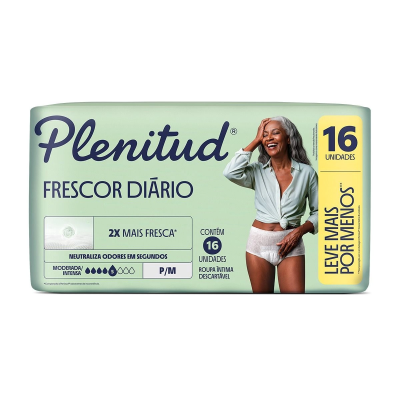 Roupa Íntima Plenitud Frescor Diário Moderada P/M 16 Unidades 