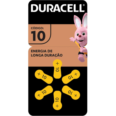 Pilhas Auditivas Duracell Nº 10 Pack 6 Unidades – Alta Performance para Aparelhos Auditivos
