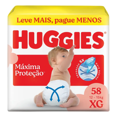 Fralda Huggies Máxima Proteção XG 58 Unidades