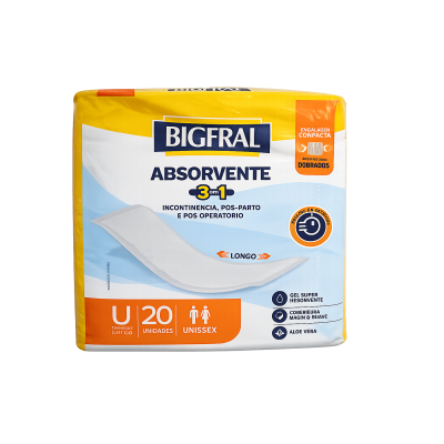 Absorvente Bigfral 3 em 1 Tam Único com 20 Unidades
